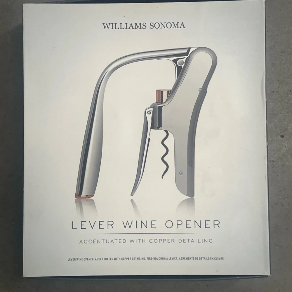 Williams Sonoma Lever Wine Opener Set in Box NWT